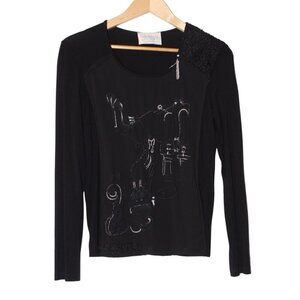 Elisa Cavaletti Daniela Dallavalle Women's t shirt Black M Top embroidered Y2K